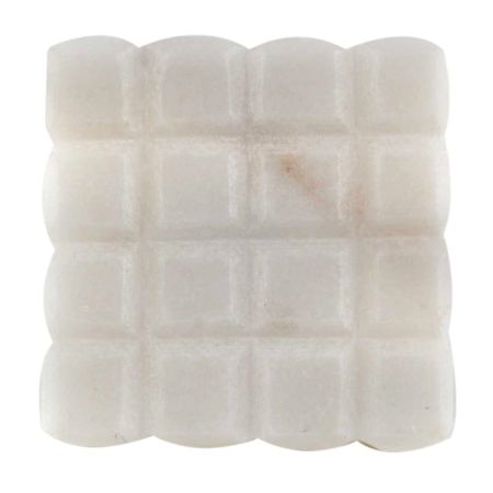 White Square Cut Marble Stone Cabinet Knobs